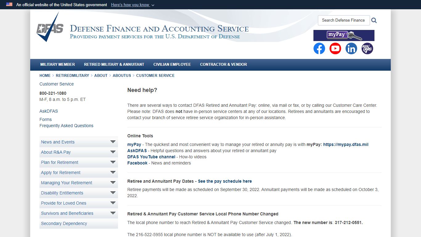 RetiredMilitary - Defense Finance and Accounting Service